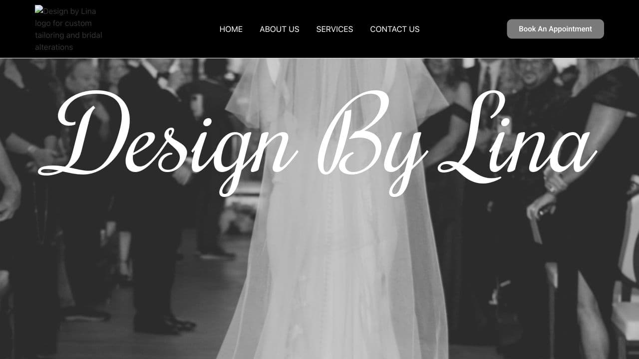 Design by Lina custom tailoring and bridal alterations website homepage