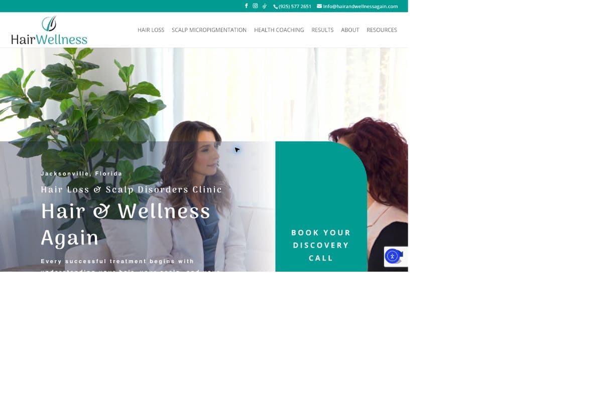 Hair and Wellness Again website homepage