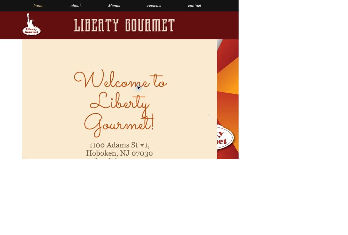 Liberty Gourmet website homepage