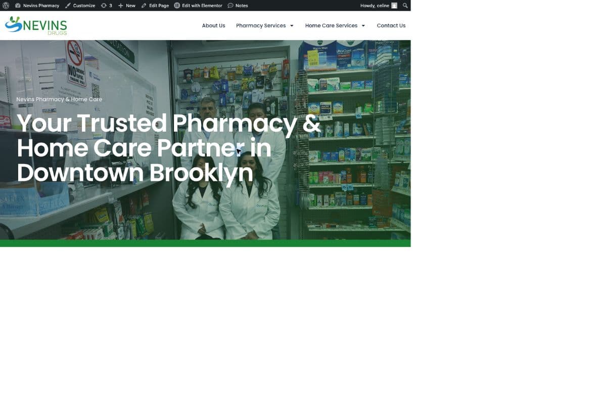 Nevins Drugs website homepage