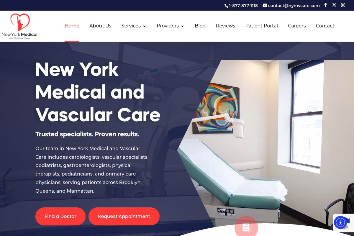 New York Medical and Vascular Care website homepage