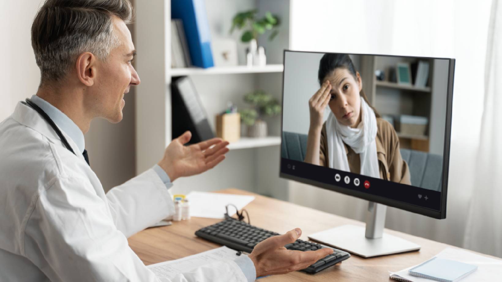 Doctor conducting virtual telehealth consultation